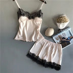 Lace V-Neck Pajama Cami & Shorts Set