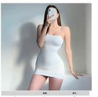 Elegant Slim White Mini Slip Dress