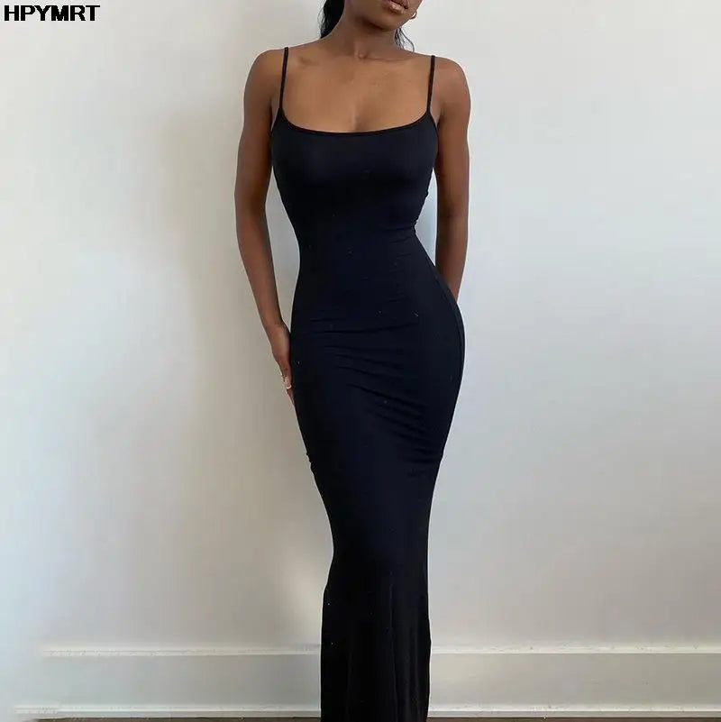 Satin Backless Bodycon Maxi Slip Dress