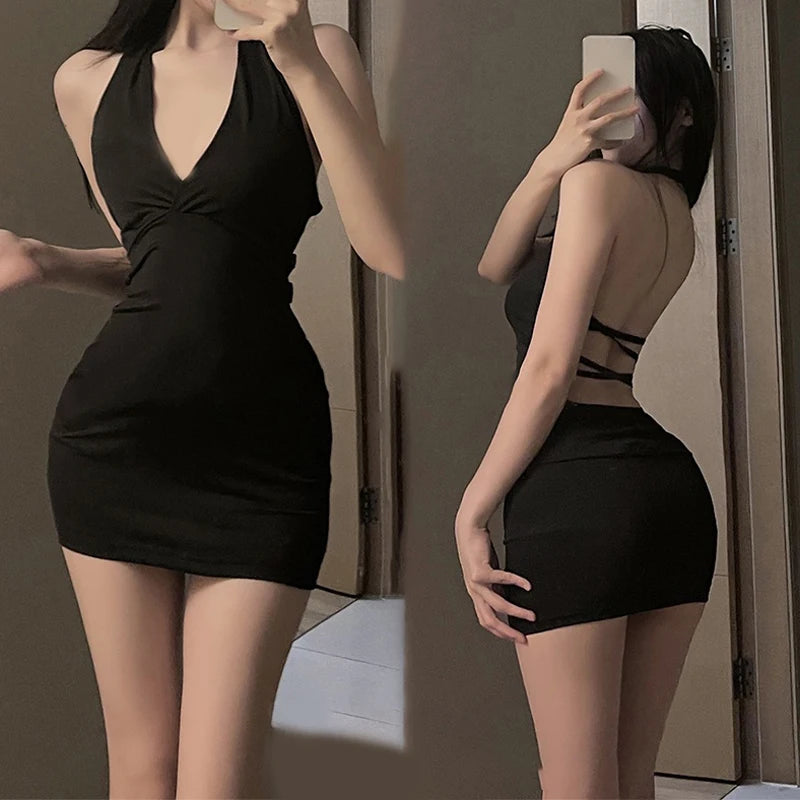 V-Neck Backless Nightclub Mini Dress