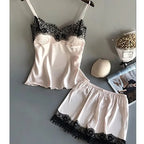 Lace V-Neck Pajama Cami & Shorts Set