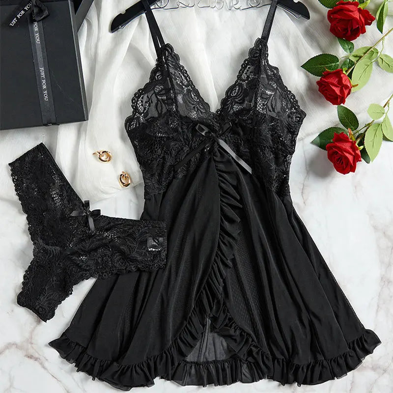 Plus Size Sheer Triangle Brief Set