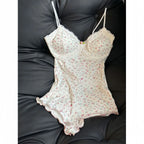 Floral Lace Trim Bodysuit Lingerie